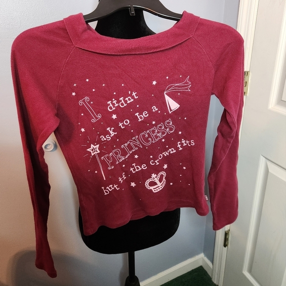 Limited Too Size Large/14 Kids Long Sleeve Princess Shirt - Maroon - Picture 1 of 8